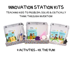 Innovation Station Kits 4 Activities Total Teaching Kids to Problem Solve & Critically Think Through Invention Creative Thinking Skills Development