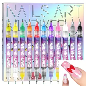 Cutics 12Color Nail Doodle Pen for DIY Nail Art Quick Drying Acrylic Painting and 3D Dot Embroidery mma acrylic nail - On Nails Quick Drying Dot Stitching Nail Art Pen for Home or Salon DIY, Nail Care Cutics Manicure Polish Cosmetic