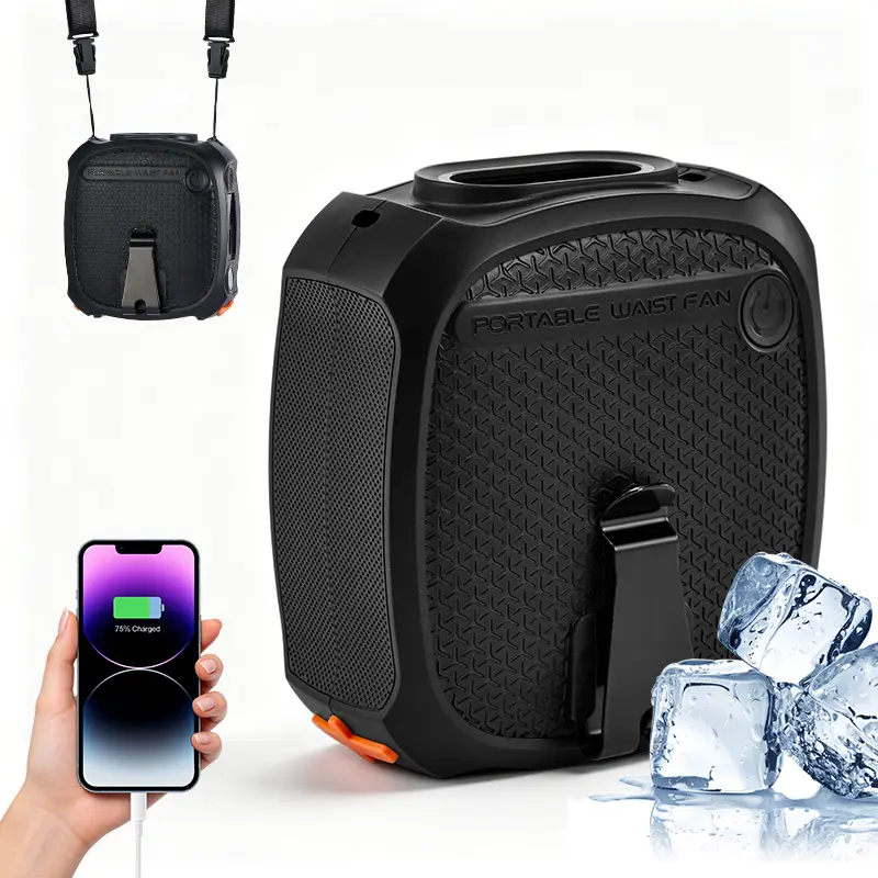 Qawtor 2026 Rechargeable LED UnderShirt Waist Fan, Up to 10000mAh Battery Operated, 18+ Working Hours, 5-Speed Stepless Control with Smart LED Display, 4-in-1 Wearable Body/Neck/Desk Fan & Power Bank for Jobsite, Outdoors & Camping.