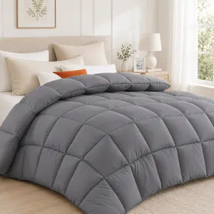 Lux Decor All Season Quilted 1pc Comforter, Box Stitching Down Alternative Duvet Insert, Soft Microfiber, Machine Washable, Oeko TEX Certified, Available in 6 Colors, Twin Queen King Sizes