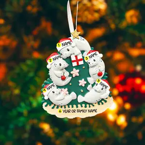 Manatee Family of 5 Ornament | Personalized Coastal Christmas Decor