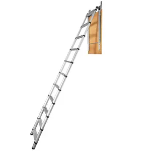 【FathersDayGift】VEVOR Attic Ladder Telescoping, 350-pound Capacity, 39.37" x 23.6", Multi-Purpose Aluminium Extension, Lightweight and Portable, Fits 9.8'-10.5' Ceiling Heights, Convenient Access to Your Attic Standa