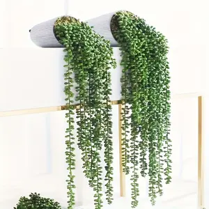 3PC Romantic Artificial String Of Hearts Succulent Hanging Plant Fake Pearl String Design Wall Mounted Home Rooms Gardens Yards Front Porch Wedding Festival Decor Pink Room Decor Romantic Atmosphere  Set Ornaments Decorative Fruit