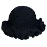 Ladies' Solid Color Hollowed-out Hand-crocheted Bucket Hats, Ruffled Fisherman Hats, Casual Style Knitted Hats, Beanie Fitted Hat, Fashion Beanie Hat, Knitting Warm Hat, Suitable for Autumn and Winter