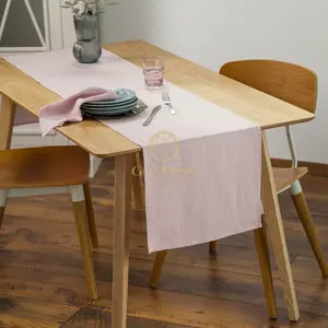 G-ERASS Luxury 100% Linen Table Runner - Handmade in Boston, Eco-Friendly in Wood Rose