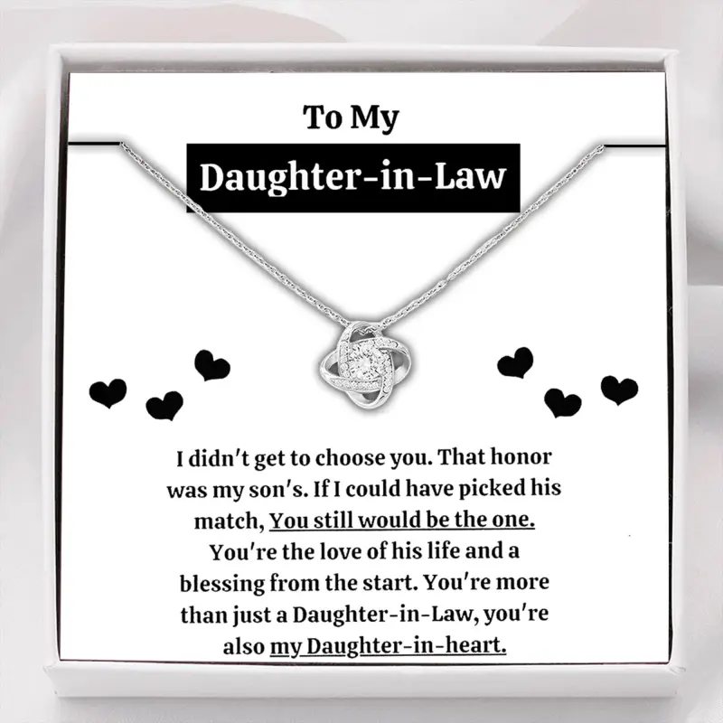 Daughter Necklace, Daughter-In-Law Necklace,  To My Daughter-In-Law Blessing From The Start Love Knot Necklace Gift