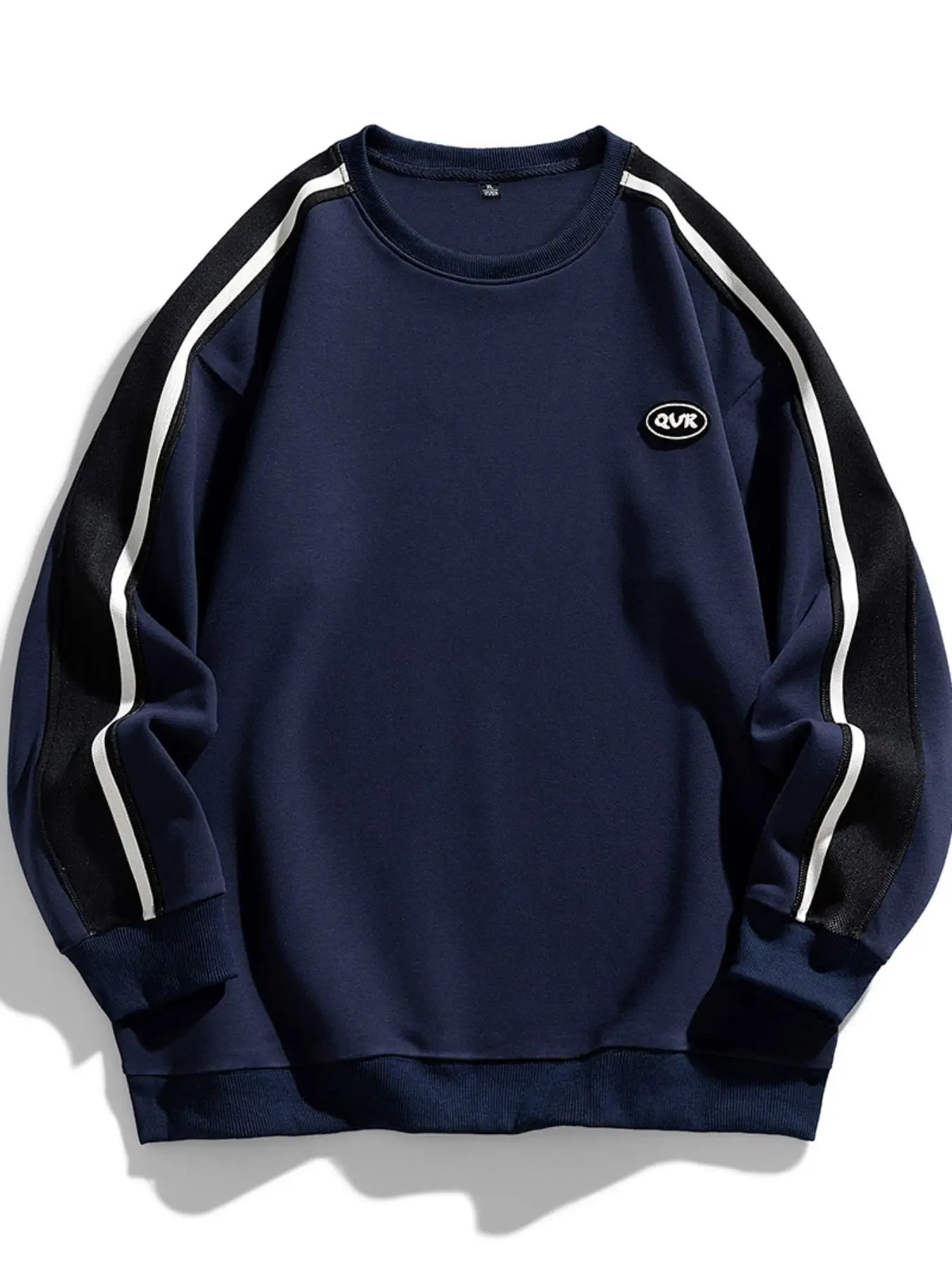 Men's Fall Casual Fitted Sweatshirt, Fashionable Y2K Colorblock Pullover, Spring & Autumn Youth Daily Wear, Plain Pattern Outer Shell Top