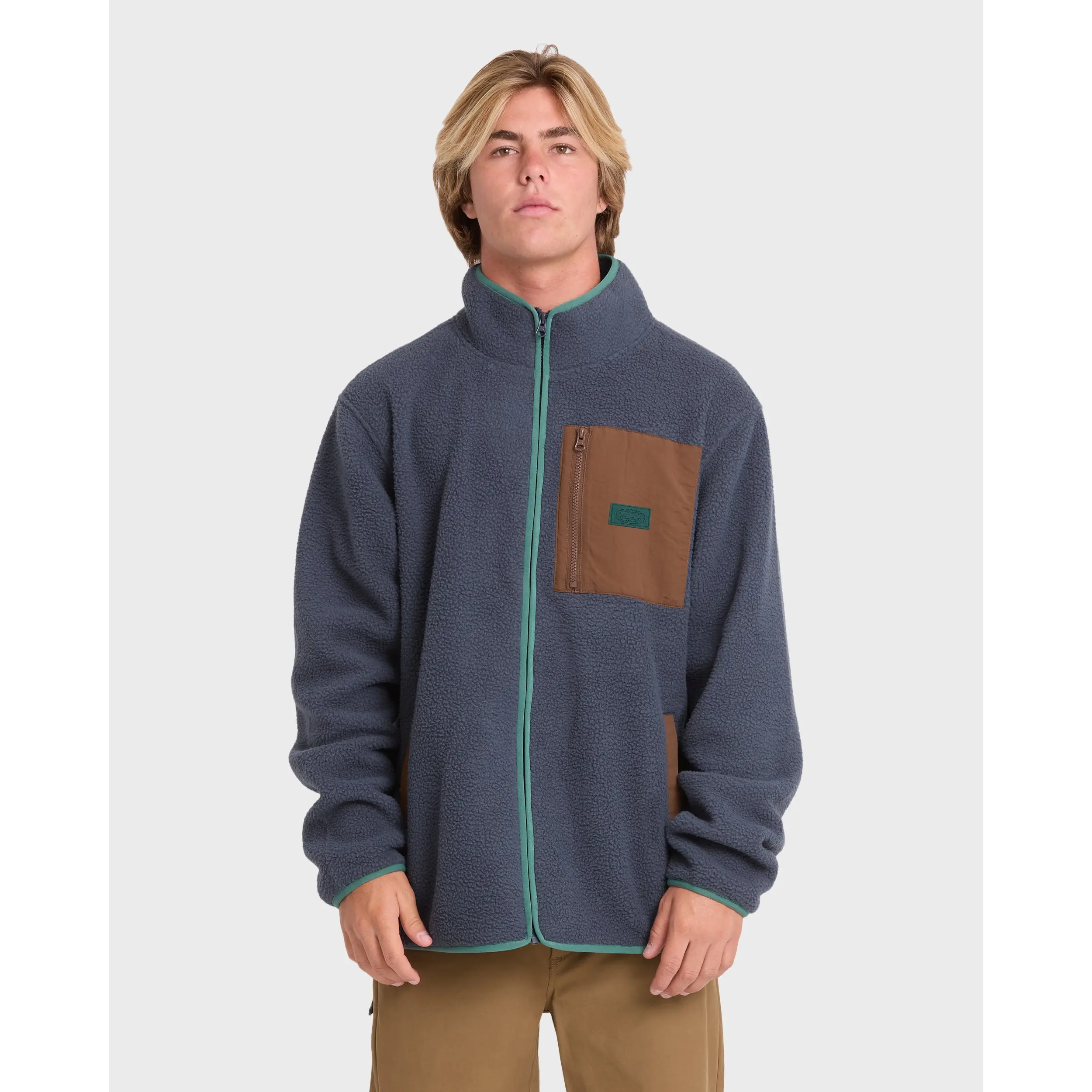 Alpine Mock Neck Full-Zip Fleece - Blue Graphite