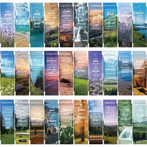 Landscape  Bookmark with Full Scripture - 60 count  Verse Religious Nature Bookmark for Men, Summer Holiday Scripture Bookmark for Book Lover, Christian Church Easter  for Men Women