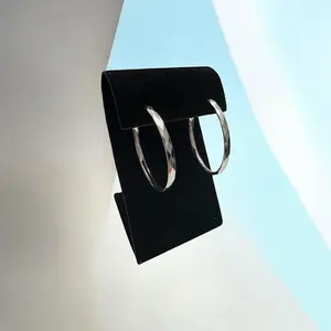 925 Sterling Silver Hoop Earrings, Casual, Secure Fit