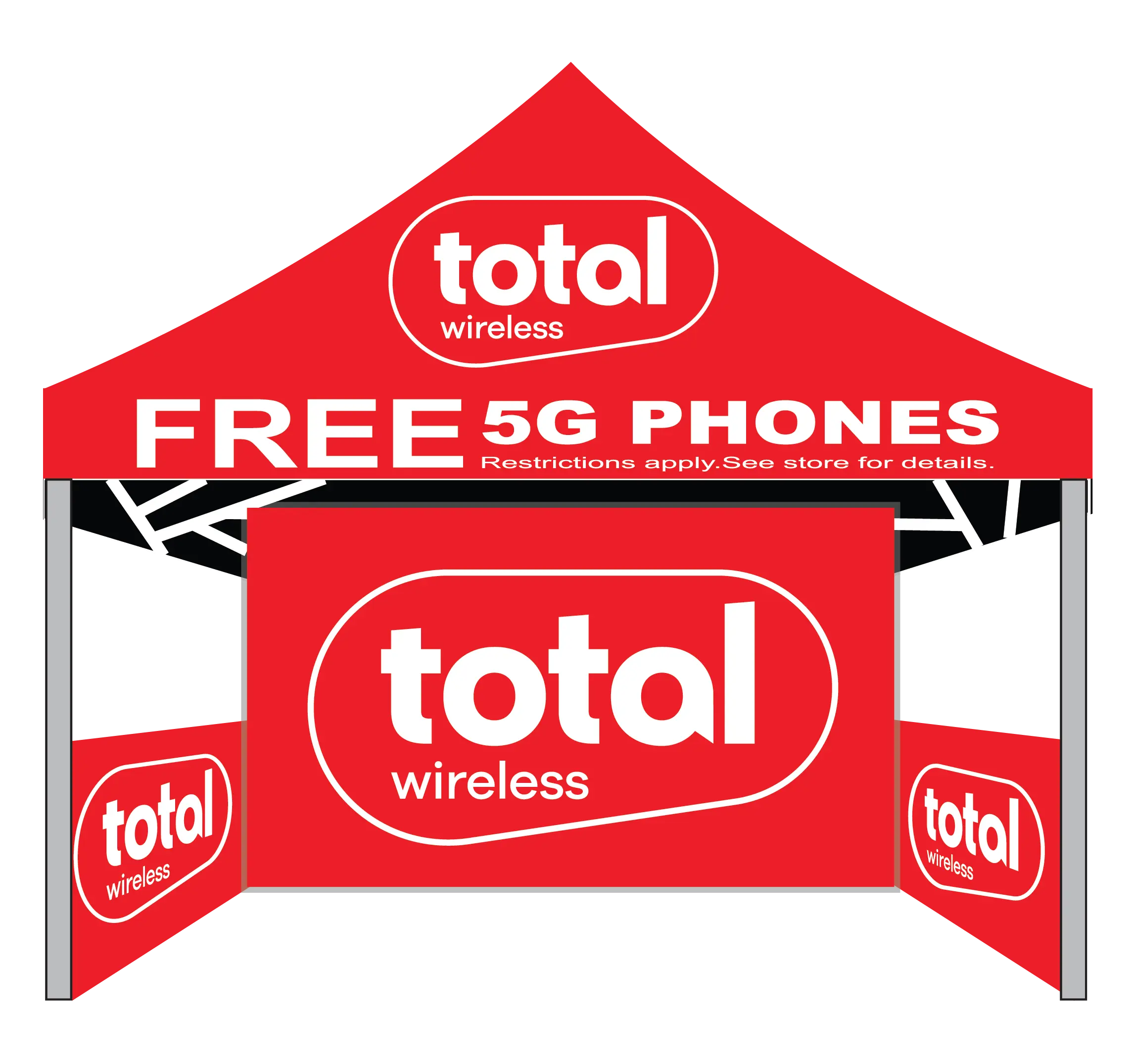 Arrow Dancer's 10×10 Ft Total Wireless Pop-Up Advertising Tent with Full Back and Half Side Walls Print – Heavy-Duty, Weather-Resistant Event Canopy for Outdoor Promotions & Trade Shows