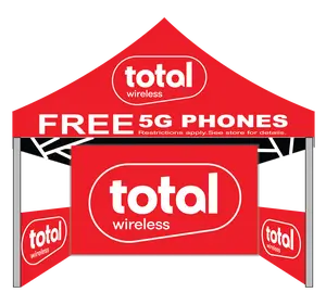 Arrow Dancer's 10×10 Ft Total Wireless Pop-Up Advertising Tent with Full Back and Half Side Walls Print – Heavy-Duty, Weather-Resistant Event Canopy for Outdoor Promotions & Trade Shows