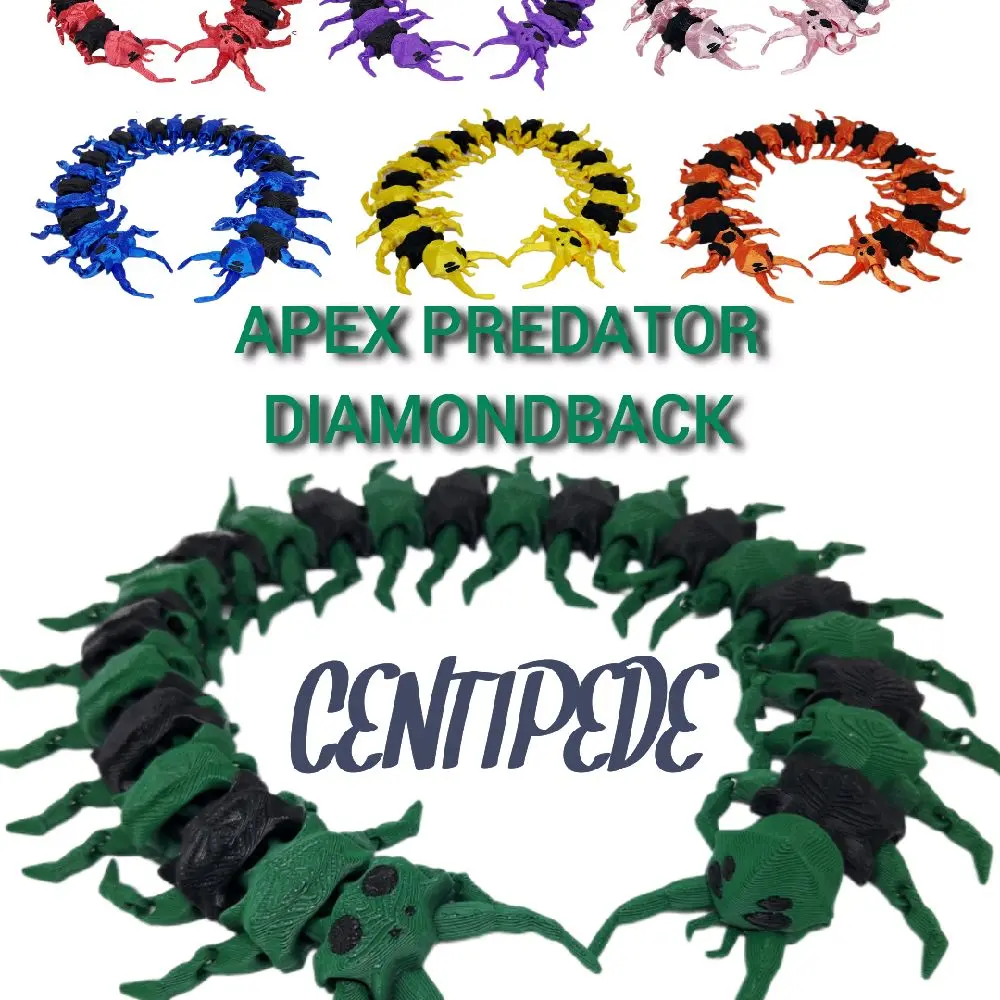 Exclusive3d Apex Predator 17" Diamondback Centipede Articulated 3d Printed Insect Fidget Toy
