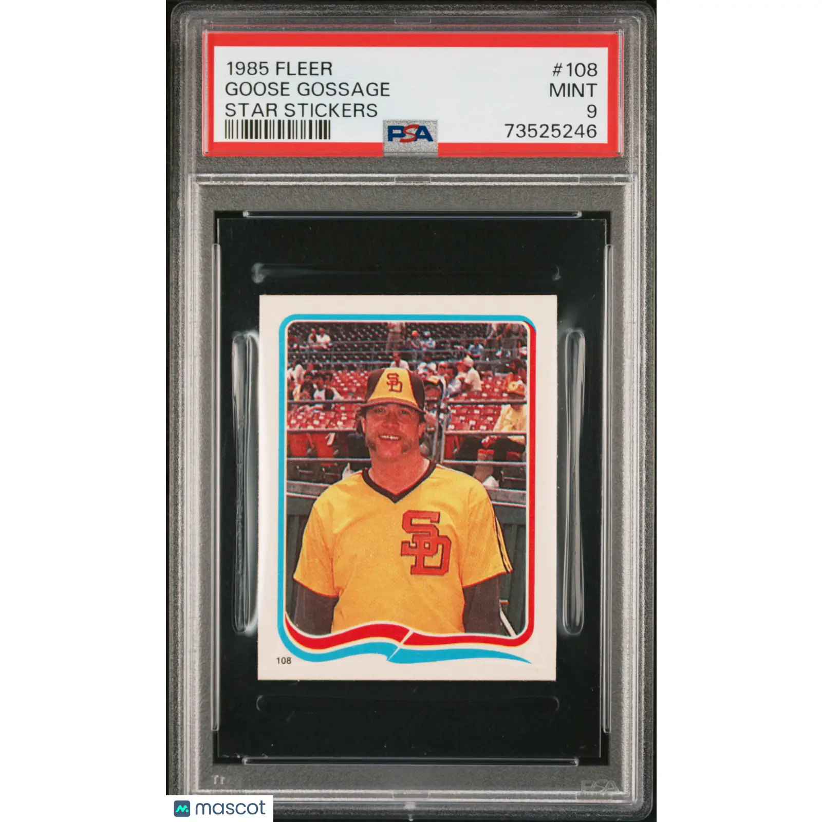 Goose Gossage PSA 1985 Fleer Star Stickers Baseball #108 9 73525246