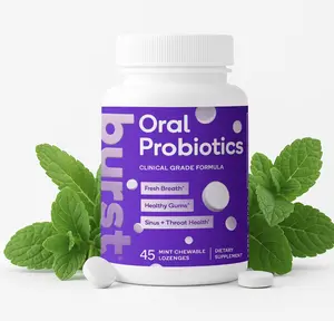 BURST Oral Probiotic - Bad Breath Support for Adults - Chewable Dental Oral Probiotics for Immune Support, Fresh Breath with Blis K12 & M18 - Mint (45 Count)
