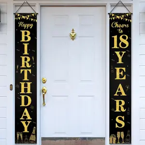 Gold Birthday Door Banner, Luxurious Party Style, Party Decoration, 70.8x11.8 Inches, Easy Hang, No Power Needed, Includes Rod and Rope, Party Decorations Banners