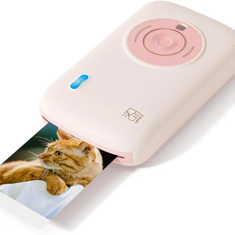 HPRT CP2100 Portable Handheld Lightweight Wireless Photo Printer with AR, Filters, Frames, Collage, 2.1x3.4in Mini Instant Color Picture Printer for iPhone & Android, 10 Initial Sheets Included, Valentines & Graduations Gift, Glossy Photo Paper