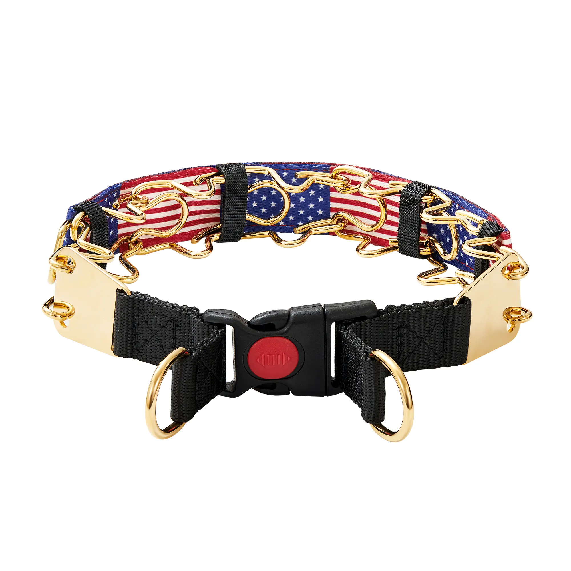 Prong Collar for Dogs, Patented No Pull Pinch Collar with American Flag and Buckle for Small Medium Large Dogs Training Walking Hunting, Adjustable and Heavy Duty
