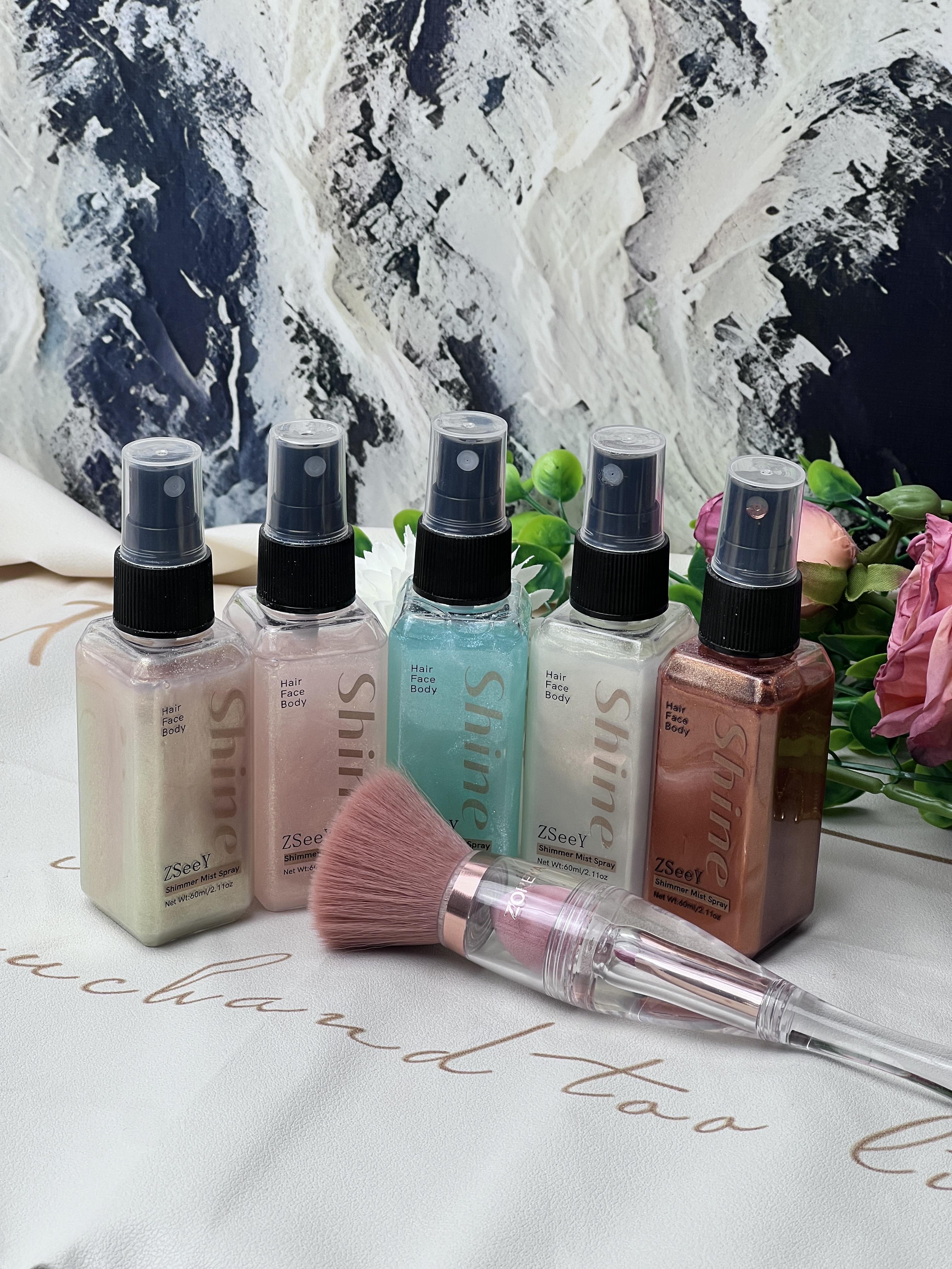 Sculpt Your Glow: Shimmer Mist & Brush Set for Collarbones, Cheeks & More