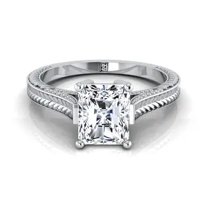 The Aida Solitaire Engagement Ring Setting for Radiant Diamonds in Platinum