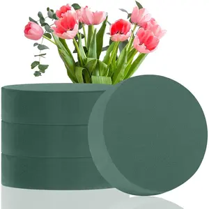 4 count Round Floral  Blocks, 6.5 inch  Flower , Green Flower  for  or Artificial Flower Arrangements, Florist  for DIY Crafts, Wedding, Birthdays,  Decor