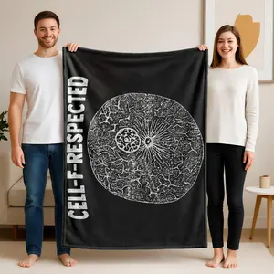 1 piece Cellular Self-Esteem Theme Illustration themed flannel blanket - Flannel blanket with modern design, suitable for sofas and beds, all-season use, super soft and comfortable, digitally printed pattern, 100% polyester material, machine