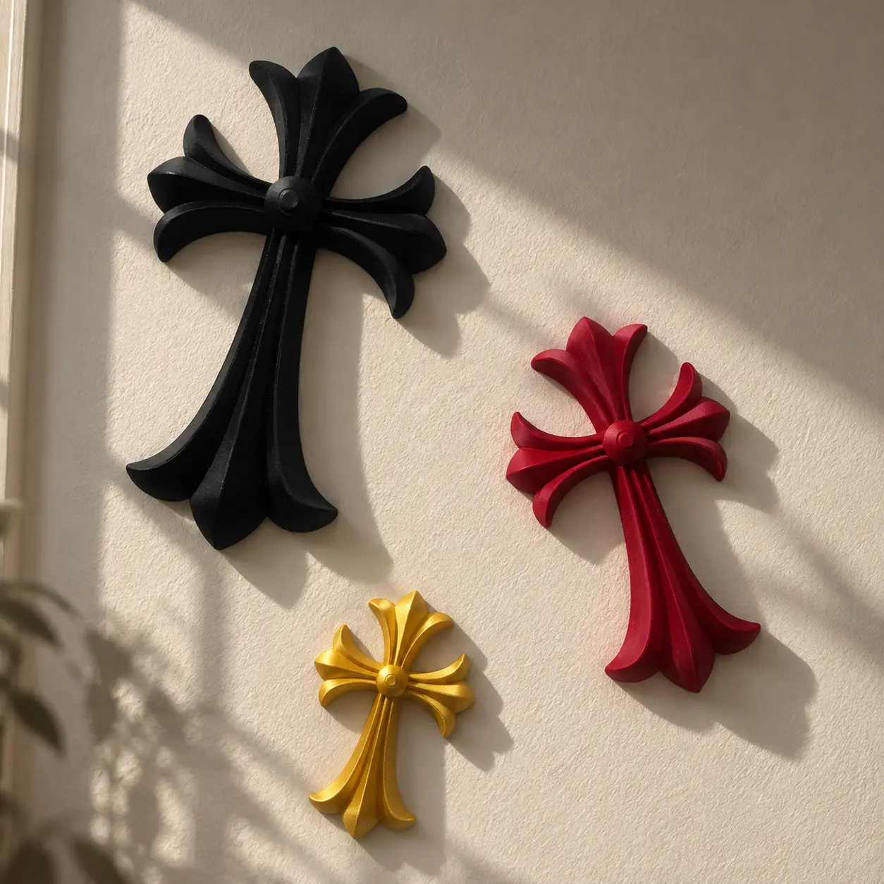 Ornate Cross-Shape Wall Art, Luxury Gothic Punk Alt Emo Statement Piece, Multi-Size House Decor, Unique Room Decor Accessory, Bold Religious Living Room Accent, Car Interior Hanging (Size & Color Selectable)