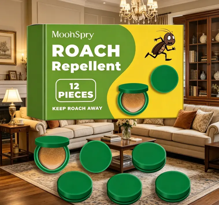 MoonSpry Cockroach Killer Set - 12-Piece Roach Control Kit with Discs, Powerful Exterminator Gel, Pest Pouches, Microfiber Floor Mop for Indoor (Kitchen, Dormitory) & Outdoor Multi-Surface Use