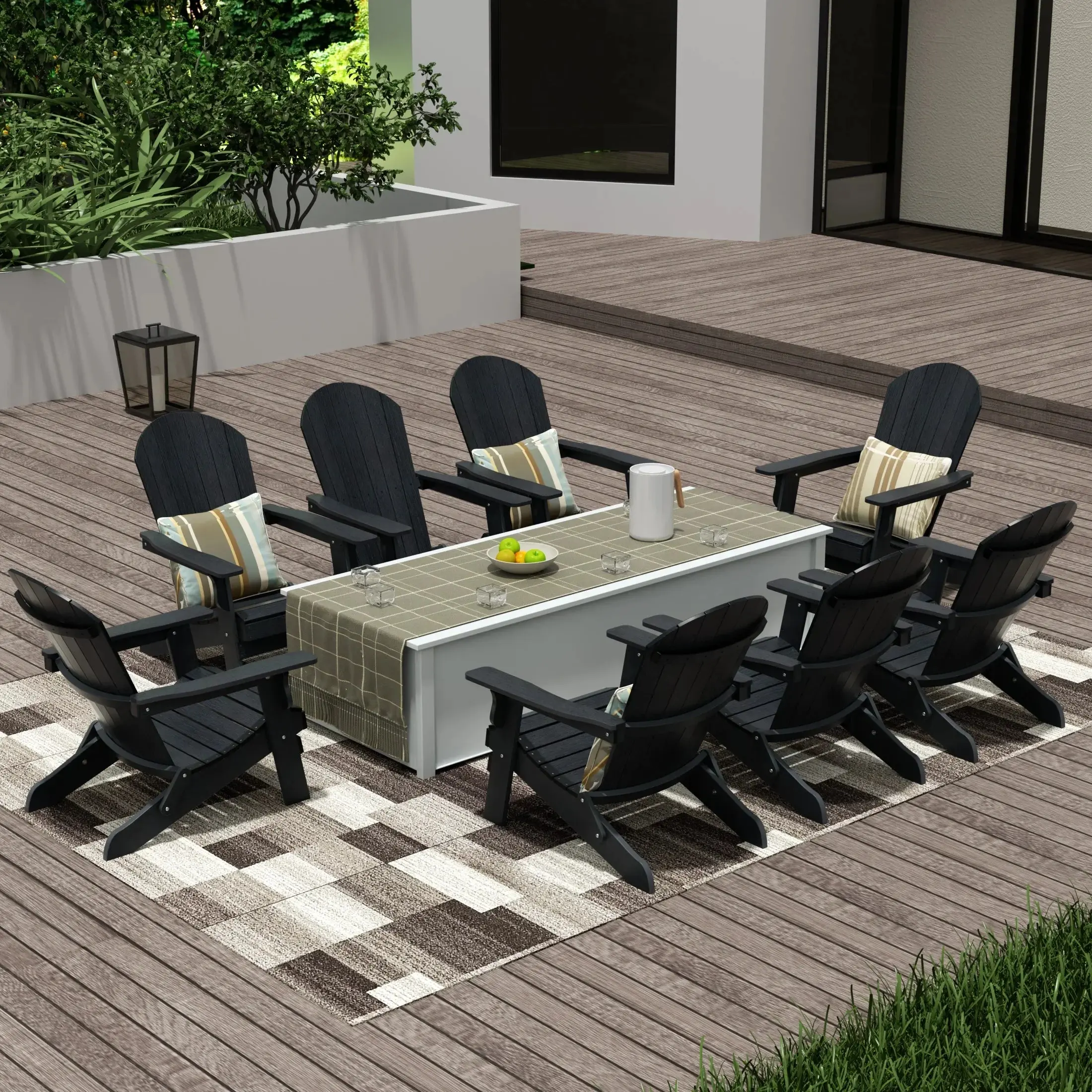 Florence HIPS Outdoor Folding Adirondack Seashell Chair (Set of 8)