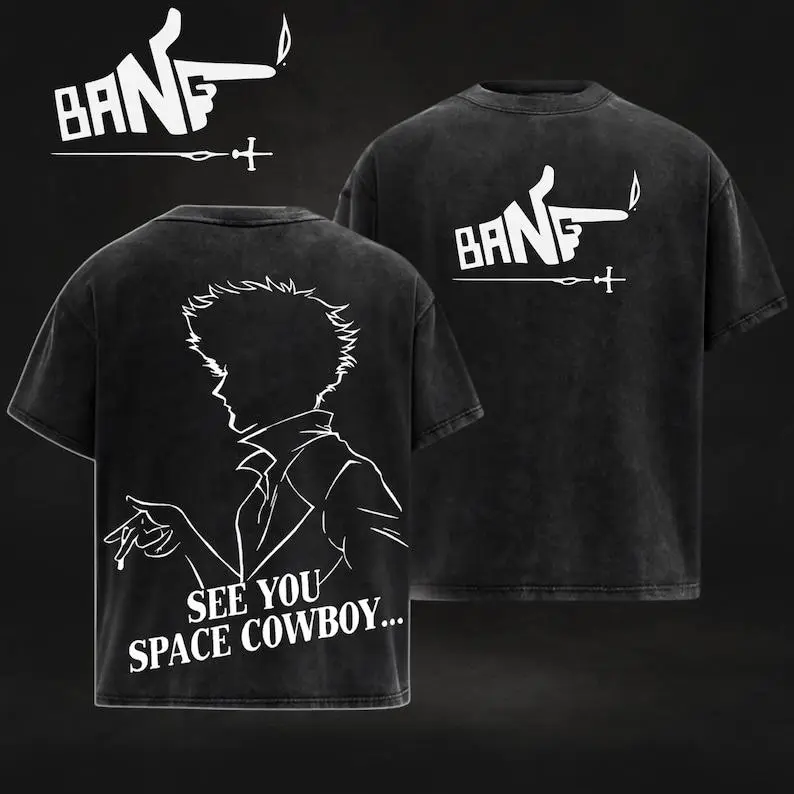 Cowboy Bebop Unisex Washed Shirt, 90s Manga Aesthetic T-Shirt, Whatever Happens Unisex Top Vintage Streetwear