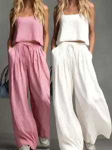 VVZ 2026 Women Summer 2-Piece Matching Set Casual Loose Top & Wide Leg Pants For Daily & Vacation Wear