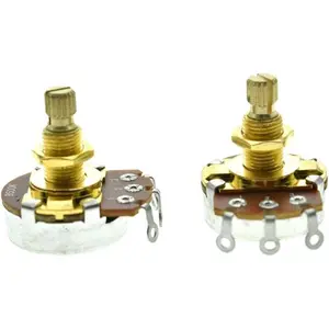 Pack of 2 Full Size Metric Guitar Bass Pots with 18mm Brass Shaft Linear Taper Potentiometers B500K