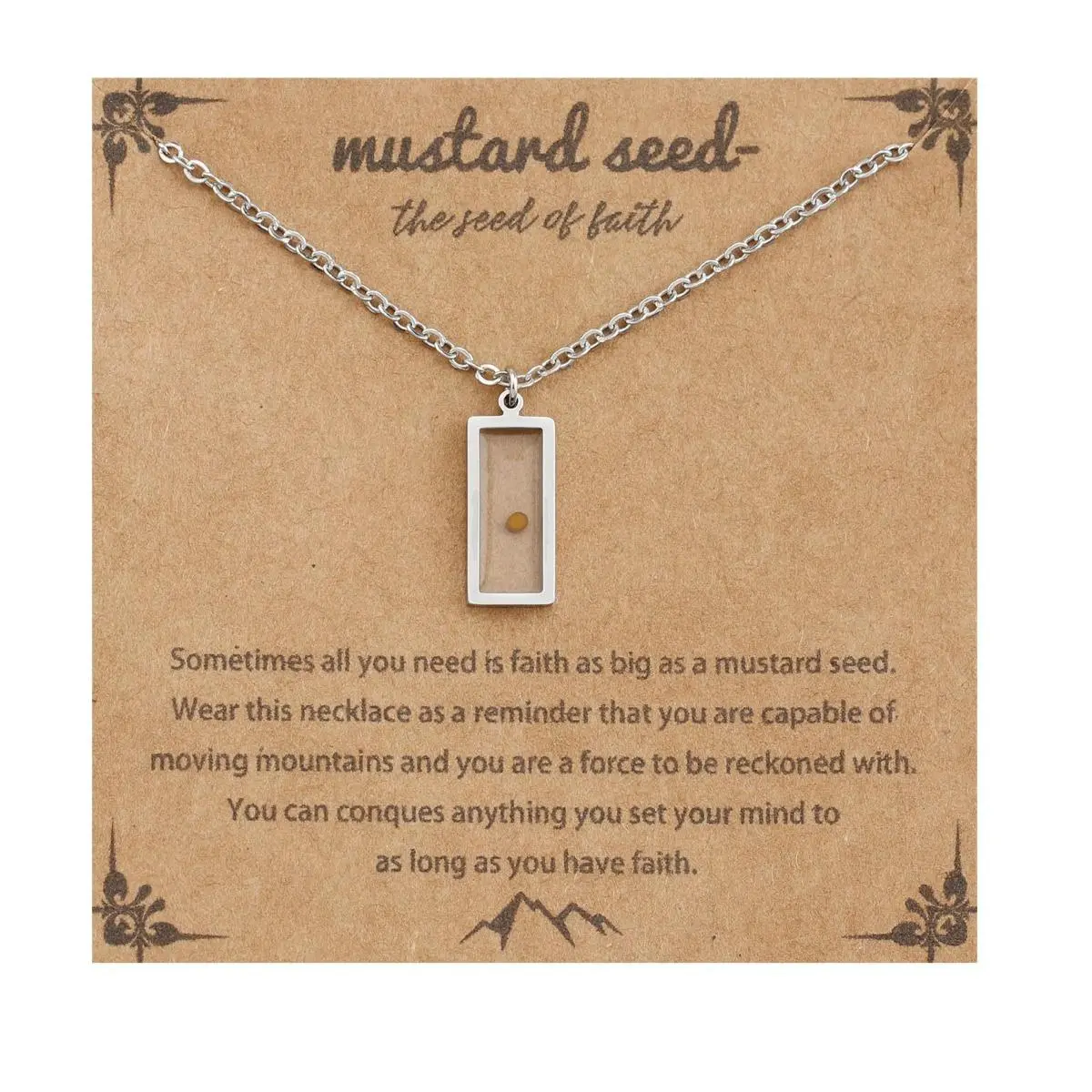 Unisex Minimalist Mustard Seed Mirror Finish Stainless Steel Pendant Necklace - Non Tarnish Jewelry for Women, Geometric Faith Confirmation Charm, Adjustable Christian Accessory, Gift-Ready Daily Wear, Tarnish Proof Jewelry, Charms & Pendants