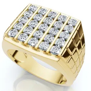 2Ct Men's Diamond Five-Row Ring 10k Yellow Gold