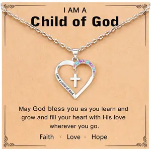 Cross Necklace for Girls- Gifts for Daughter Granddaughter Niece Goddaughter  of God Birthday, Christmas, First Communion, Baptism, Confirmation