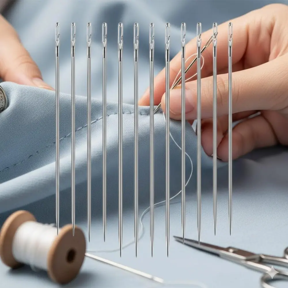 Big Eye Self-Threading Needle Set, No-Slip Design for Easy Repairs, DIY Hand Sewing Kit, Essential Household Sewing Tools, Invisible Mending Needles, Quick Stitching for Fabric Fixes