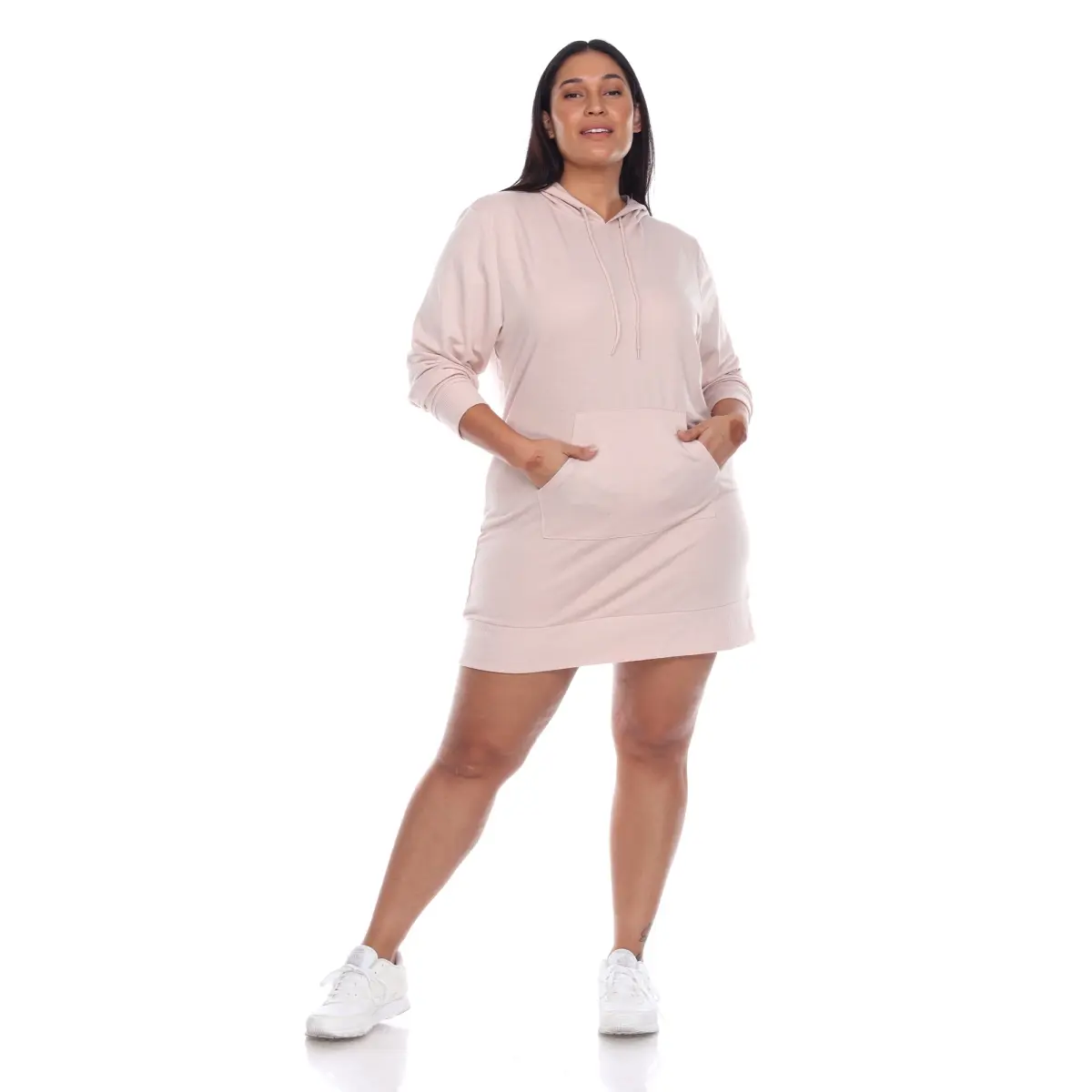 White Mark Women's Plus Size Pullover Hoodie Dress - Long Sleeve, Comfortable Fleece Casual Fashion Clothes for Day Wear, 3Xl