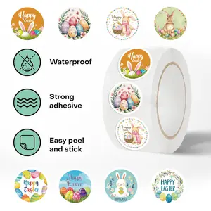 Easter Themed Washi Tape Roll (500 Sheets) - Cute Bunny Decor Stickers for Scrapbooking, Envelope Seals & DIY Handmade Projects bulingbulingsticker