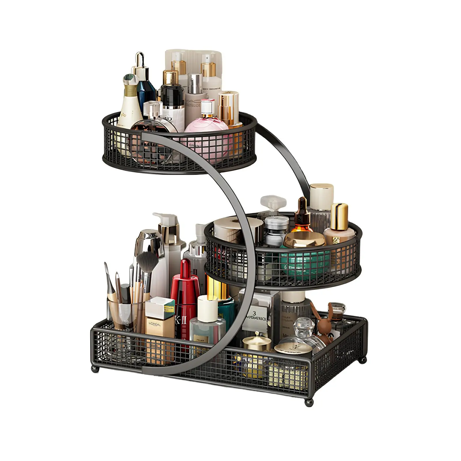 Large Capacity Sturdy Metal Makeup Organizer for Vanity, Bathroom Countertop Skincare Storage Rack, Multi-Purpose Cosmetic Display Shelf, Home Vanity Accessories, Ideal Gift for Home Use