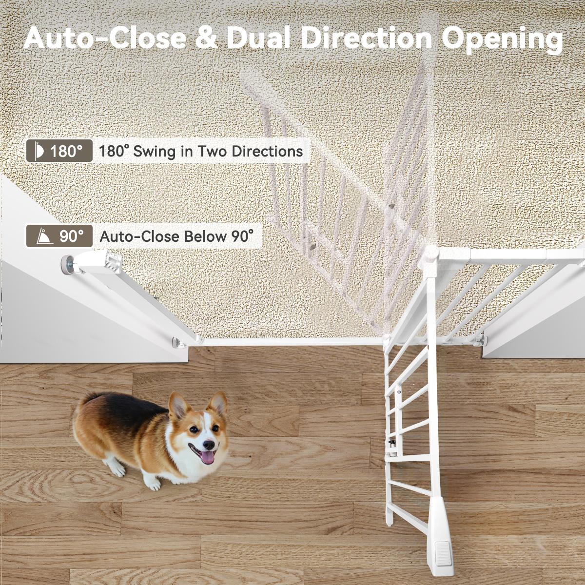 PAWGIANT 30" Tall Pet Gate for Cats, 29.5-32.3" Wide, with Cat Door, Auto Close Extra Wide Dog Gate for House, for Doorways & Bottom of Stairs, Pressure Mount Safety Gate for Babies, Toddlers & Pets, Tested & Safe, Baby Gate Pressure Mount