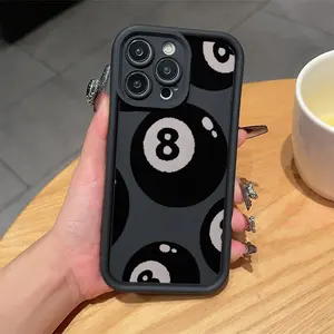 No. 8 Ball Design TPU Case for iPhone 17 Pro Max 16 16e 15 14 Plus 13 12 Mini 11 Air X XS Straight Edge Drop-Resistant Rugged Durable Cover Shell Gift 2D printing