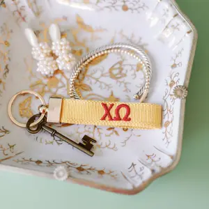 Chi Omega Embroidered Keychain