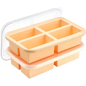 Super  Tray 1 Cup X 4 Portions Big  Freezing Mold with Lid, for Soup&Meal, Prep  Leftovers Freezer Storage Container, 2Pack