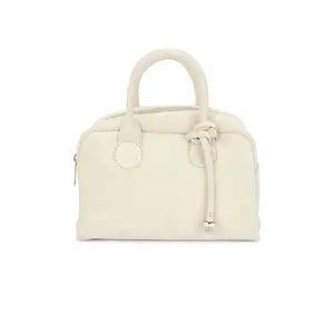 MARGESHERWOOD Soft Bowling Top Handle Bag in Soy Milk Suede