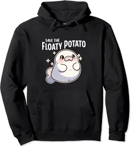 Manatee Save the Floaty Potato Cute Kawaii Sea Cow Pullover Hoodie - Hannahstei Shop 49B0D2N7LYLB