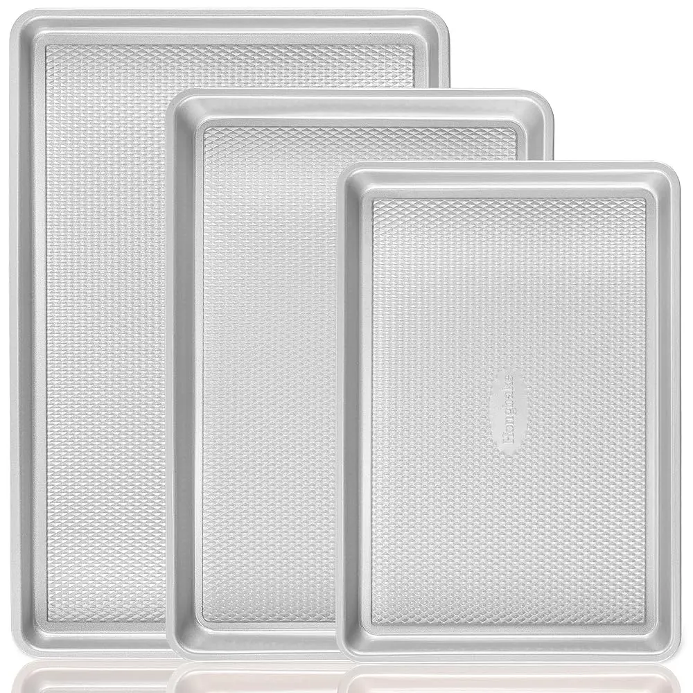 Non-stick Baking Pan Set, Diamond-Texture Baking Sheet Pan，Teflon-Free Heavy Duty Bakeware, Cookie Sheets for Oven, Baker, Kitchenware Cooking, Kitchen Supplies, Gift