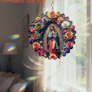 Virgin Mary Design Wind Chime, Blooming Spring Flowers Decor, Indoor/outdoor Yard Art & Garden Decoration, Perfect Gift for Holidays