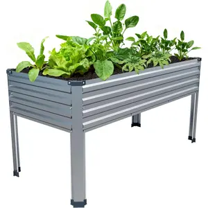 48x24x30in Galvanized Raised Garden Bed,Metal Elevated Planter Box with  for Patio,Balcony,Backyard,300lb Capacity,