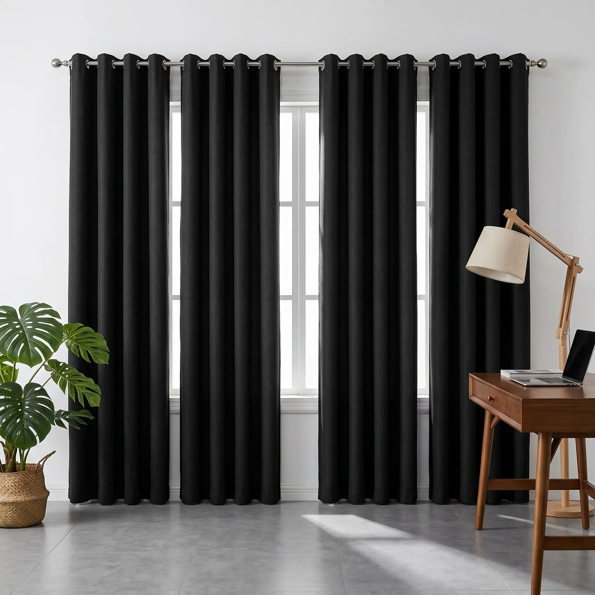 QIANLI 4-Panel Blackout Window Drapes - Thermal, Noise Reducing, Wrinkle Resistant, Waterproof Finish, Water-Repellent, Natural Drape Home Decor for Bedroom, Living Room, Room Darkening Curtains