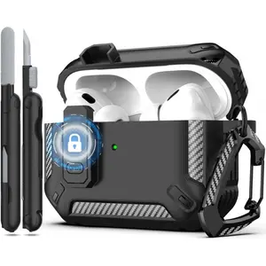 for AirPods Pro 2nd Gen Protective Case with Cleaning Kit, Military Hard Case with Lock for AirPod Gen 2 Charging Case 2023, 2022, Black